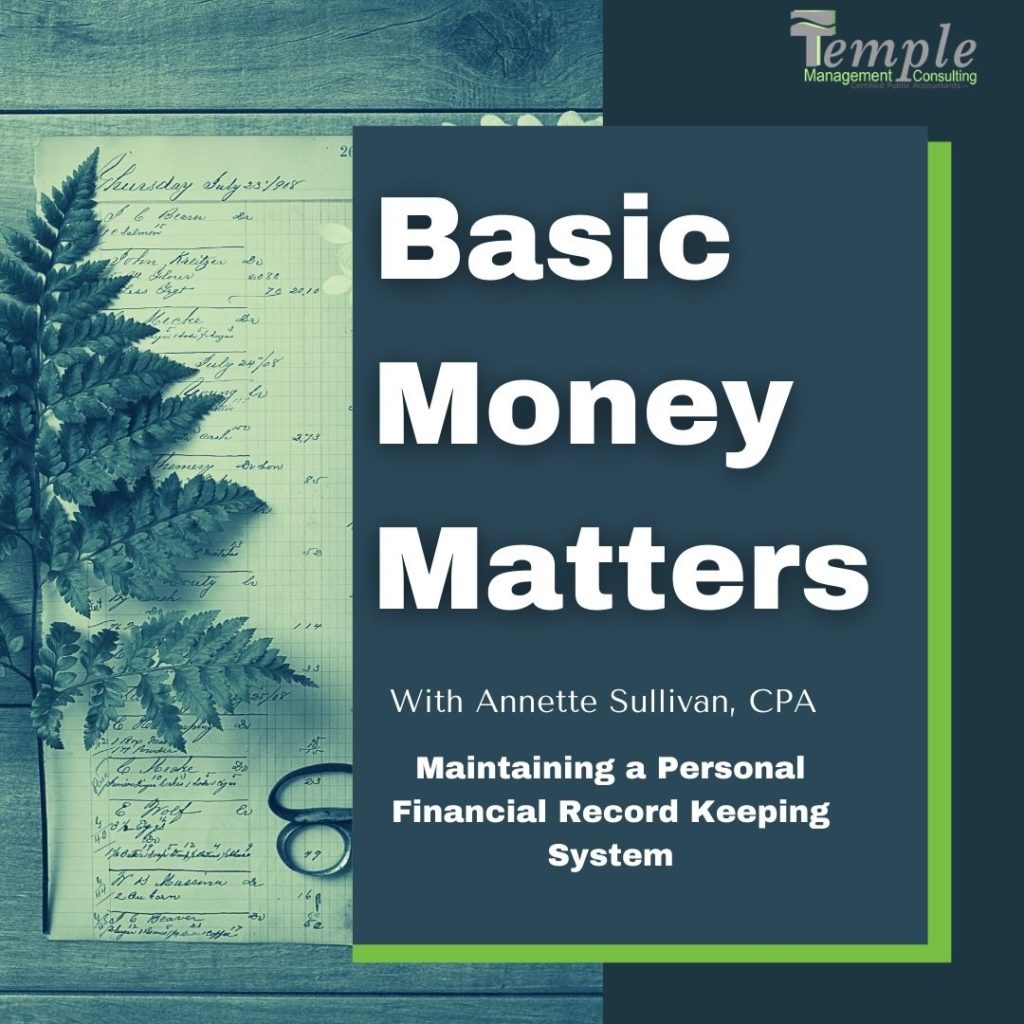 Maintaining a Personal Financial Record Keeping System