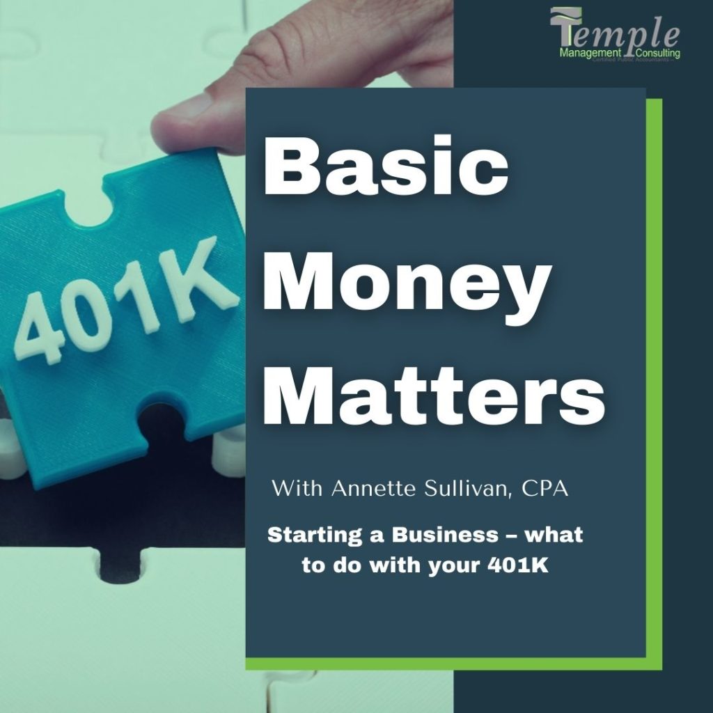 Starting a Business what to do with your 401K Temple Management